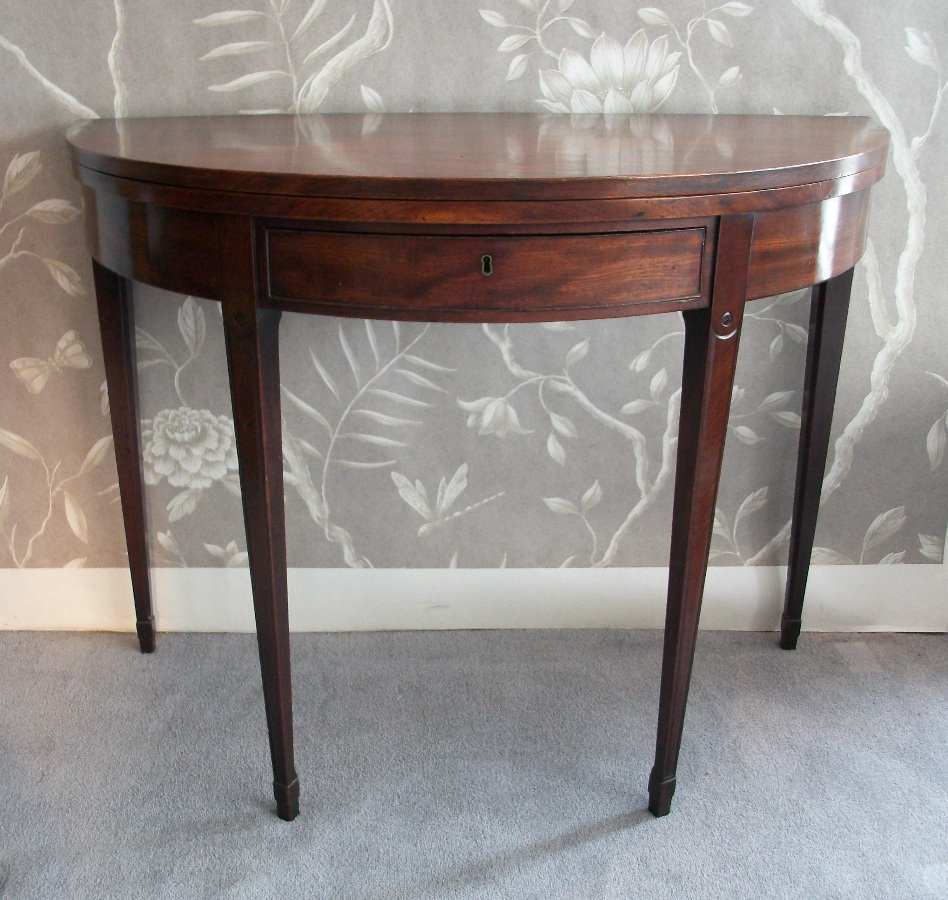 Georgian Mahogany Folding Demi Lune Tea Table